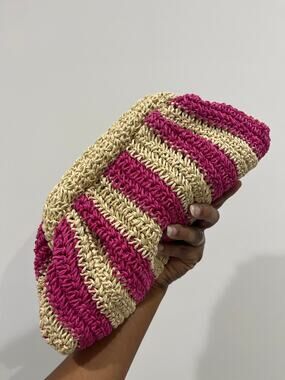 NWT Ann Taylor Loft Woven Straw Dumpling Handbag
